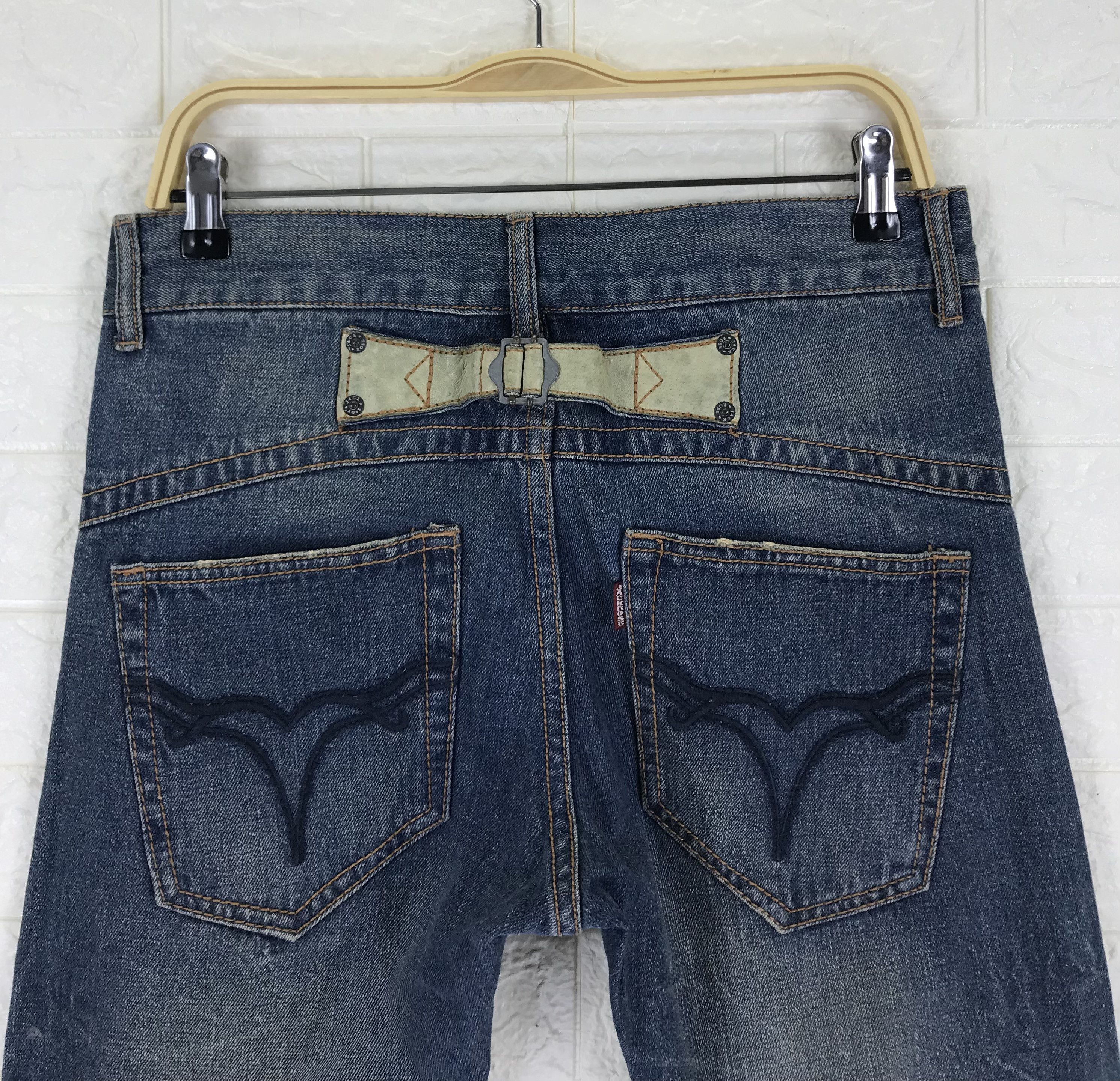 JACKROSE Vintage Jack Rose Leather Buckle Back Flare Jeans Size US 31 - 2 Thumbnail