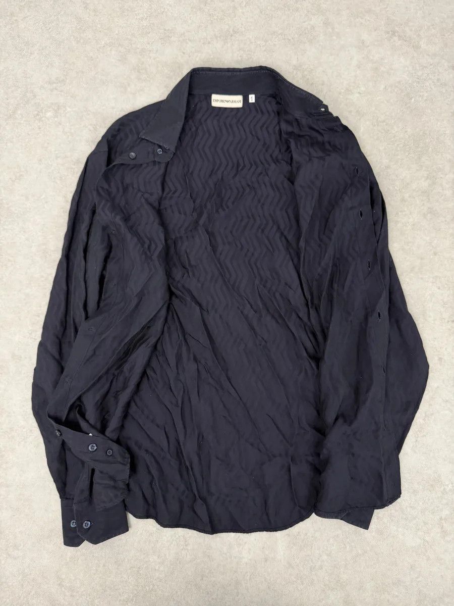 Emporio Armani 1990s Emporio Armani Navy Wavy Lined Shirt Size US M / EU 48-50 / 2 - 6 Thumbnail