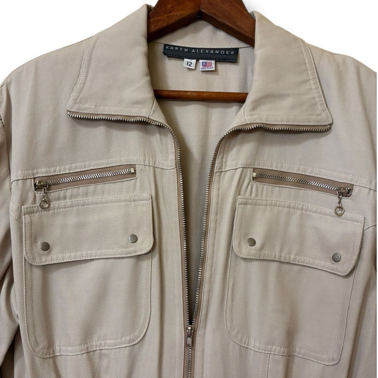 Vintage Karen Alexander vintage khaki full zip trench dress size 12 Size XL / US 12-14 / IT 48-50 - 5 Thumbnail