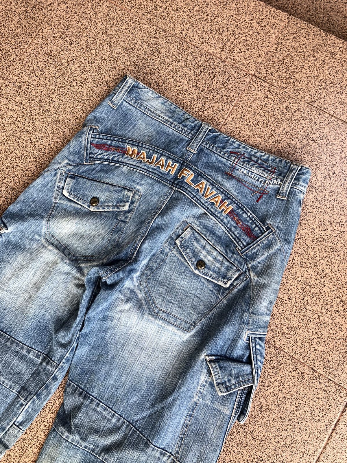 Japanese Brand Majah flavah baggy cargo jeans Size US 31 - 3 Thumbnail