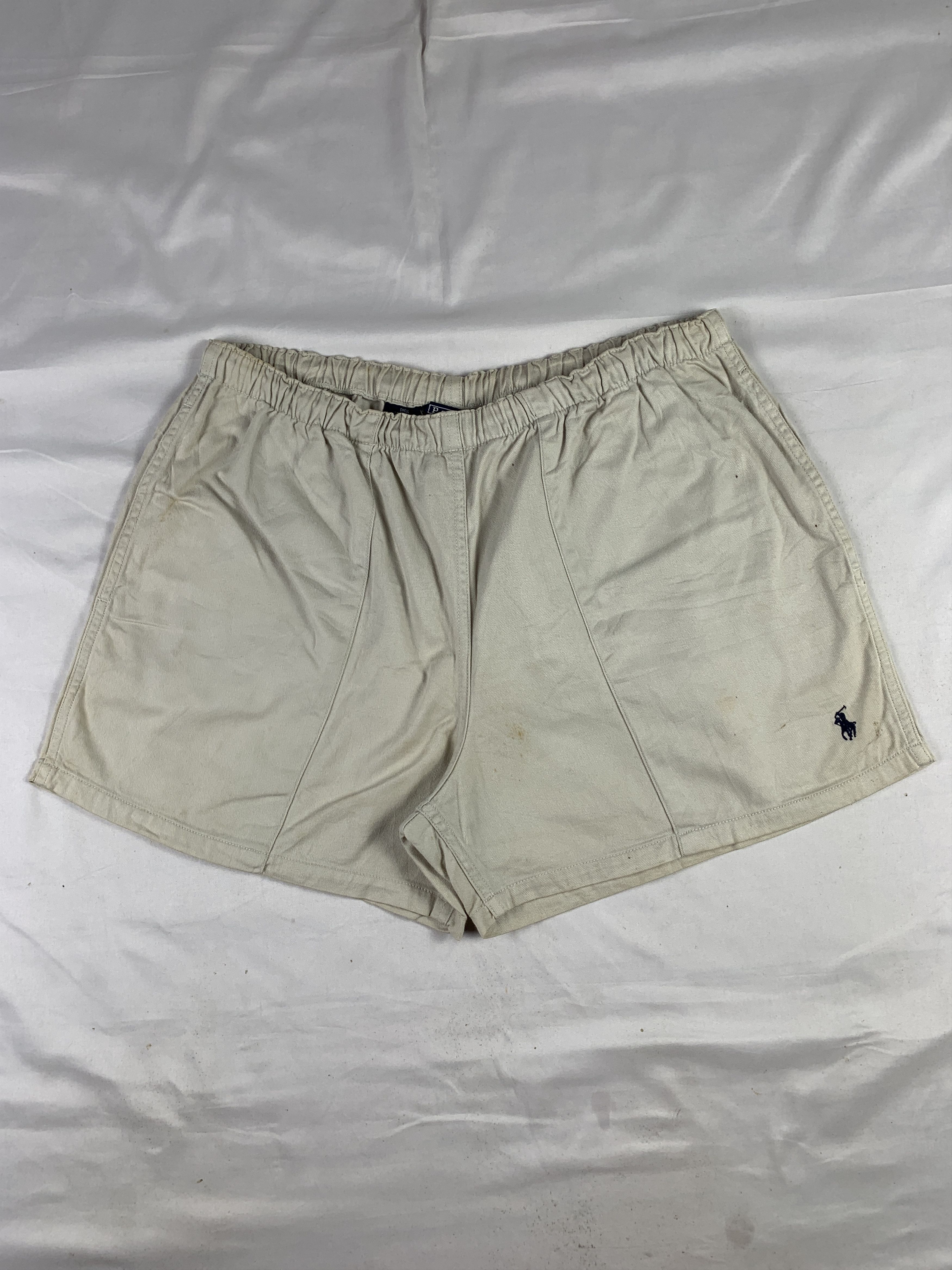 Polo Ralph Lauren 1990s Polo by Ralph Lauren Beige Pony Shorts (Fit L) Size US 34 / EU 50 - 1 Thumbnail