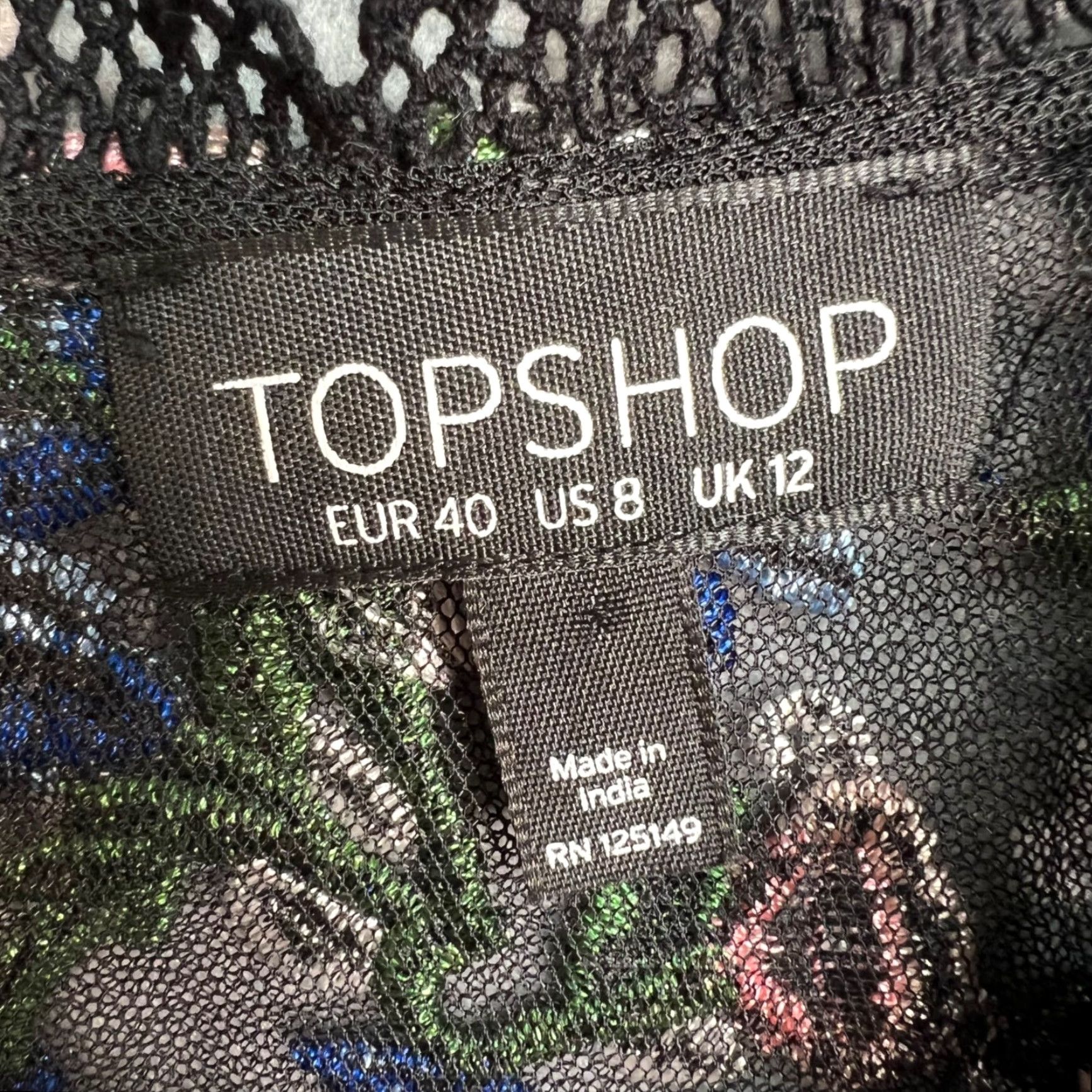 Topshop Topshop Women Blouse Size 8 Black Floral Embroidered W/ Lace Hem 3/4 Sleeves Sheer Size M / US 6-8 / IT 42-44 - 3 Thumbnail