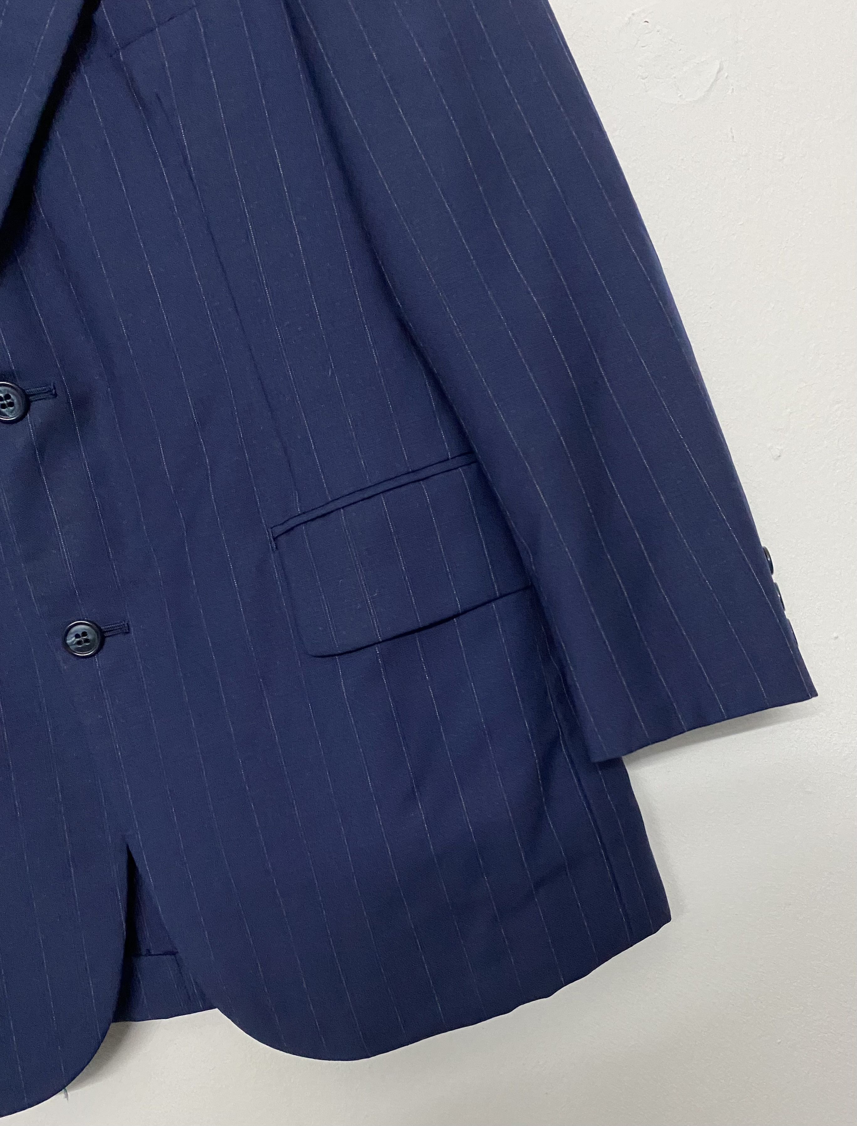 Burberry Vintage Burberrys Prorsum Navy Pinstripe Suit Jacket Size US S / EU 44-46 / 1 - 6 Thumbnail