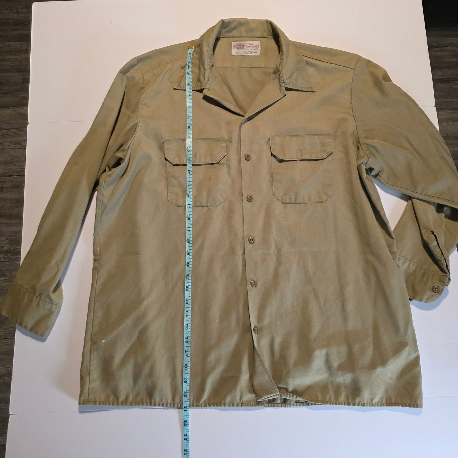 Dickies Dickies Work Shirt Men's 17-17.5 x 34/35 Tan Long Button Up Size US XL / EU 56 / 4 - 1 Thumbnail