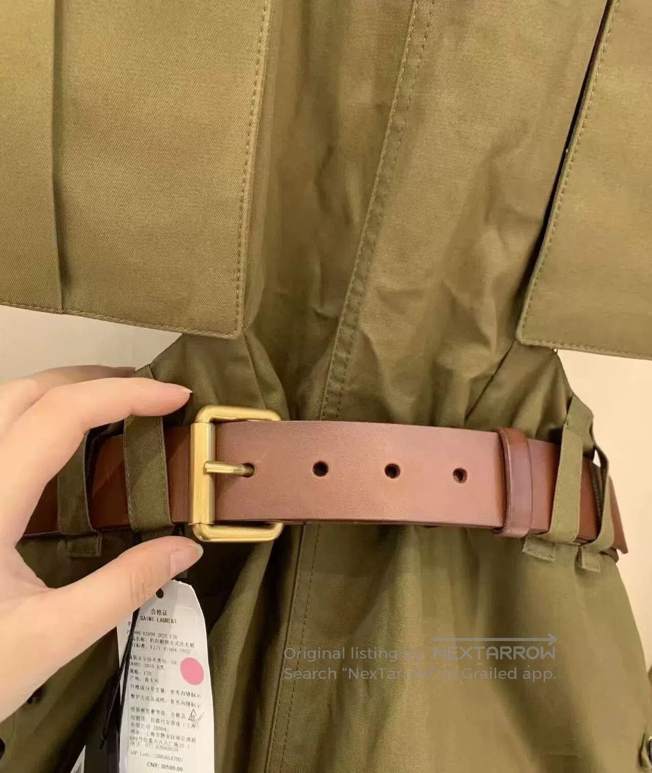 Saint Laurent Paris Saint Laurent Olive Green Sleeveless Dress. Size S / US 4 / IT 40 - 2 Thumbnail
