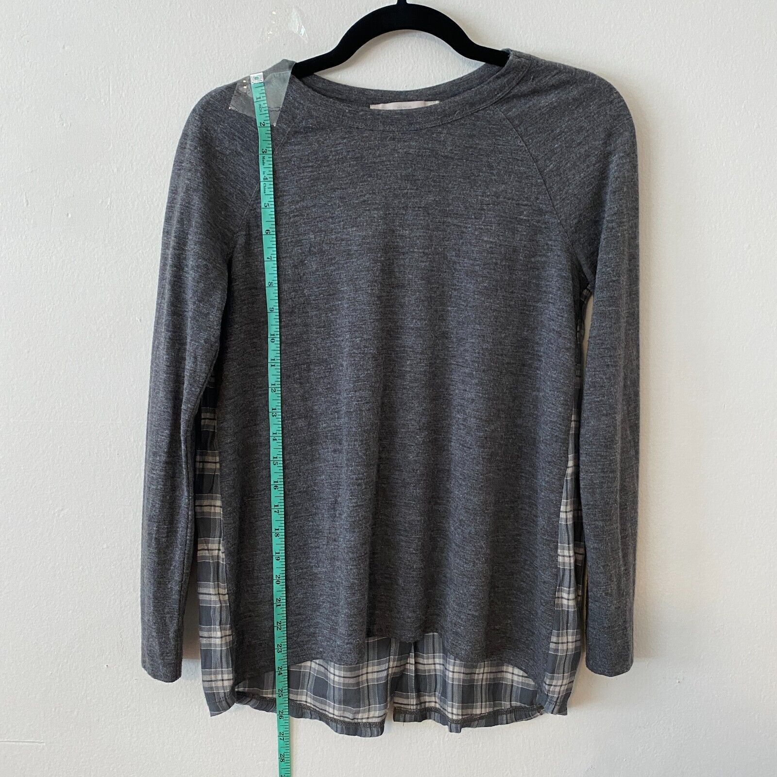 Other Ann Taylor Loft High Low Top Gray Blue Cream Plaid Button Size XS / US 0-2 / IT 36-38 - 6 Thumbnail