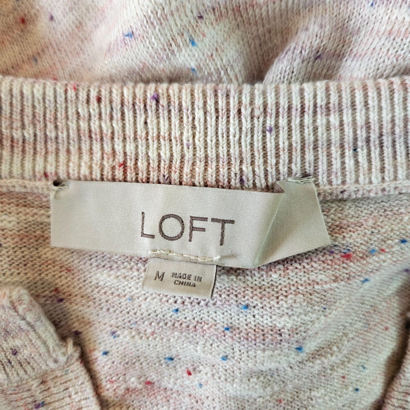 Loft LOFT Ann Taylor Womens Sweater 3/4 Sleeve Medium Pink Purple Cotton Blend Pullover Size M / US 6-8 / IT 42-44 - 5 Thumbnail