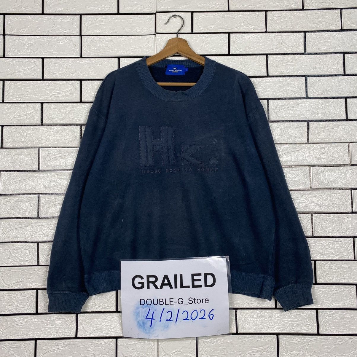 Japanese Brand 📌Vintage Sweatshirt Hiroko Koshino Homme Big Logo Size US L / EU 52-54 / 3 - 1 Thumbnail