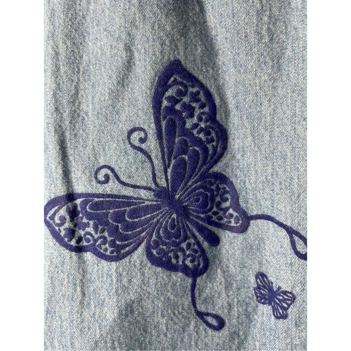 Other Vintage Beth & Me Y2K Denim Butterfly Print Jumper Dress Siz Size M / US 6-8 / IT 42-44 - 5 Thumbnail