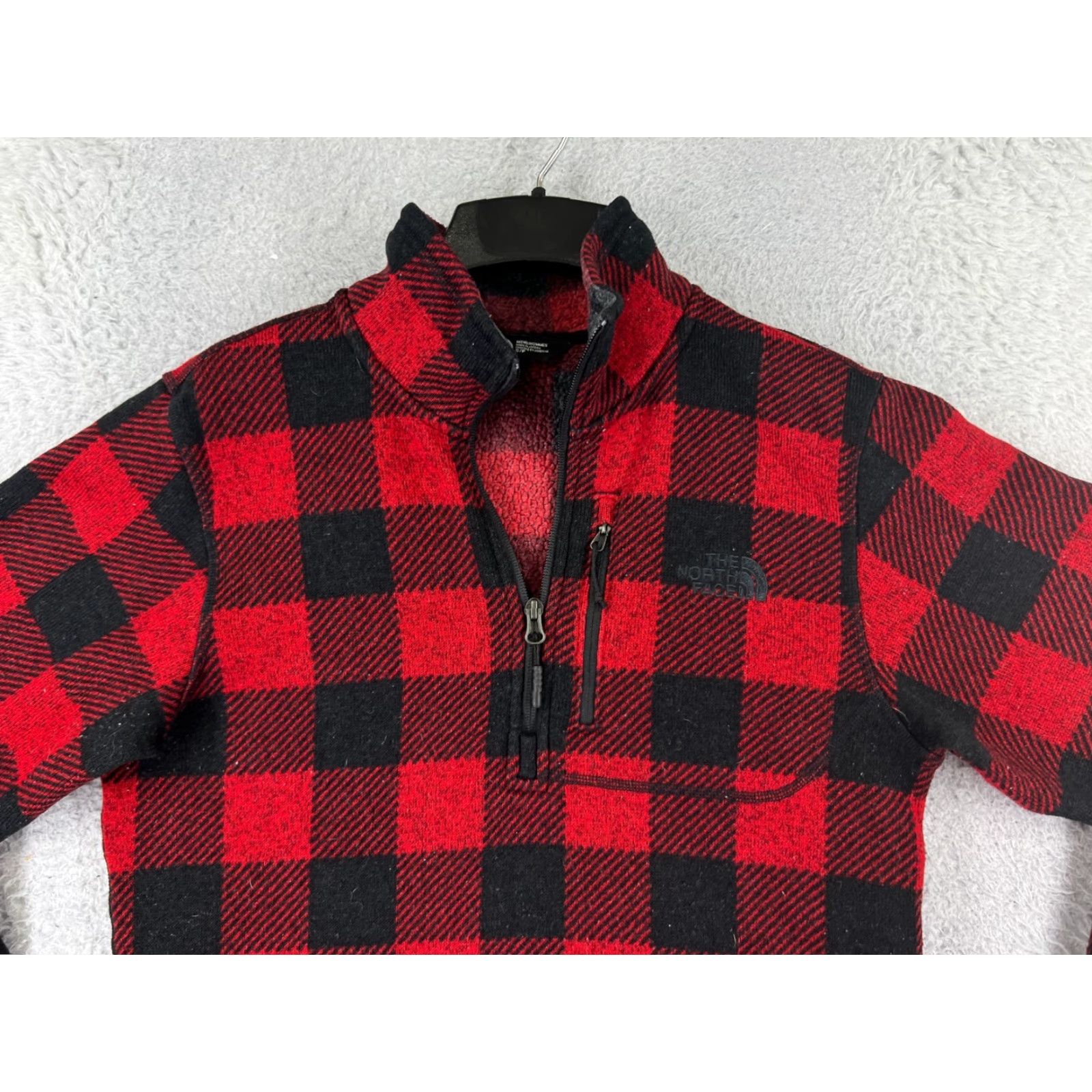 The North Face The North Face Sweater Men S Red Plaid Knit Sherpa Lined 100% Poly Mock Neck Pullover Cardigan? Size US S / EU 44-46 / 1 - 7 Thumbnail