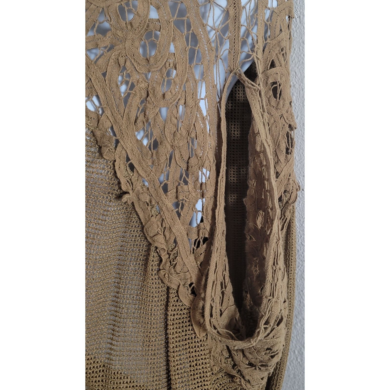 BKE By Bke Brown Gold Draped Open Front Knit Cardigan One Size Size ONE SIZE - 3 Thumbnail