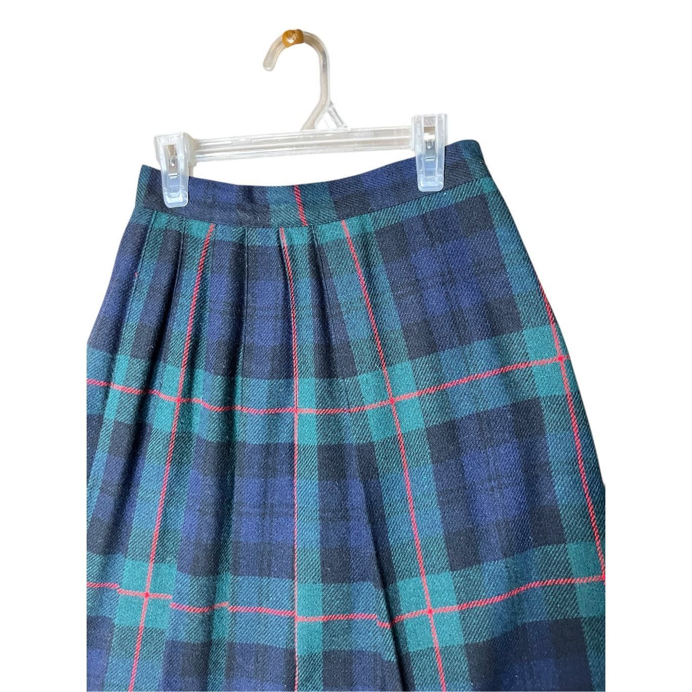 Other Vintage Norton Mcnaughton 80s Green Wool Blend Pleated Skirt Size 4P Size 27" / US 4 / IT 40 - 2 Thumbnail