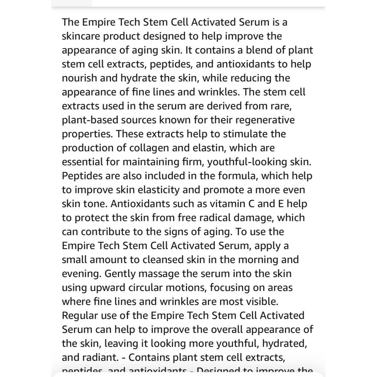 Other Empire Tech Stem Cell Activated Serum 1oz Anti-Aging Skin Ca Size ONE SIZE - 4 Thumbnail