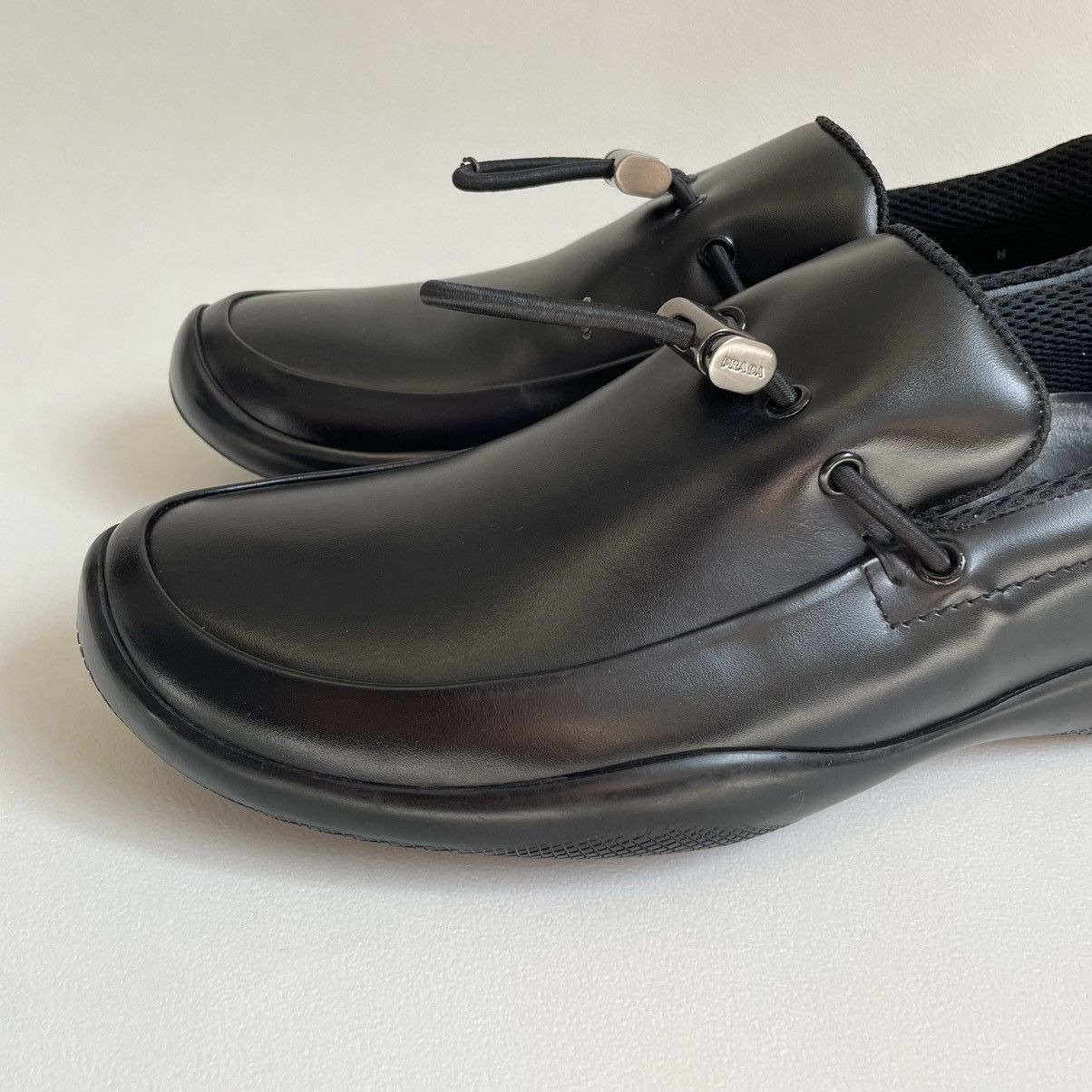Prada Black Leather ‘Bunjee Cord’ Loafers Size US 9 / EU 42 - 10 Thumbnail