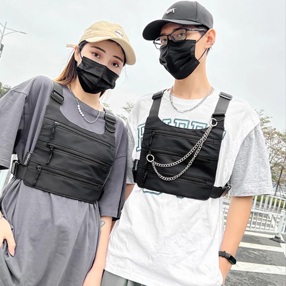 Japanese Brand chest Fanny pack streetwear large capacity tactical vest bag Size ONE SIZE - 5 Thumbnail