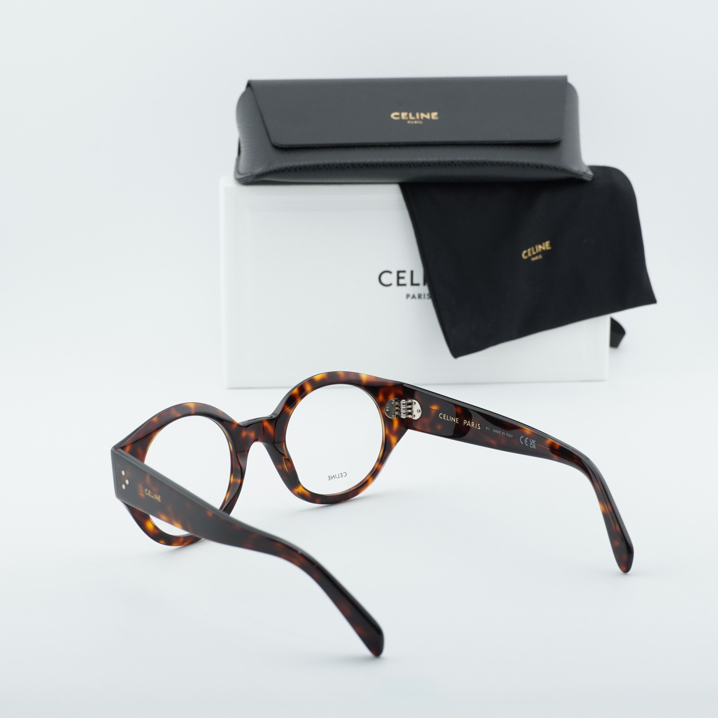 Celine Celine CL50123I 052 Eyeglasses Havana 48mm Round Frame Size ONE SIZE - 11 Thumbnail