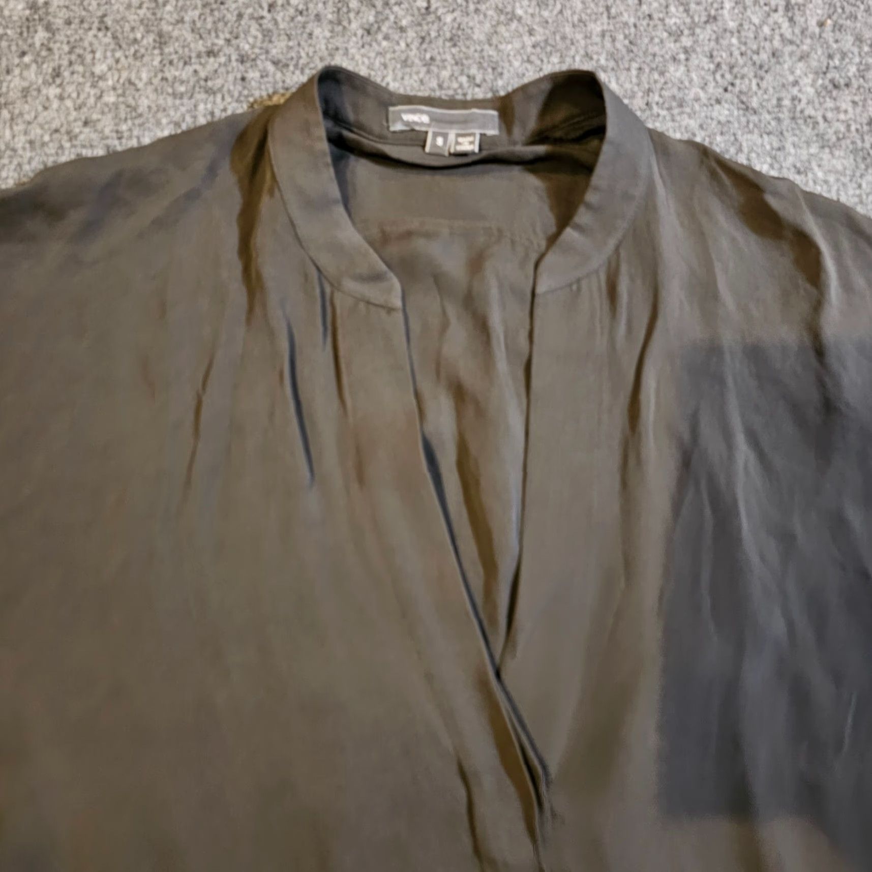 Vince Vince Top Womens Small Gray Silk V Neck Long Sleeve Casual Blouse Size S / US 4 / IT 40 - 2 Thumbnail