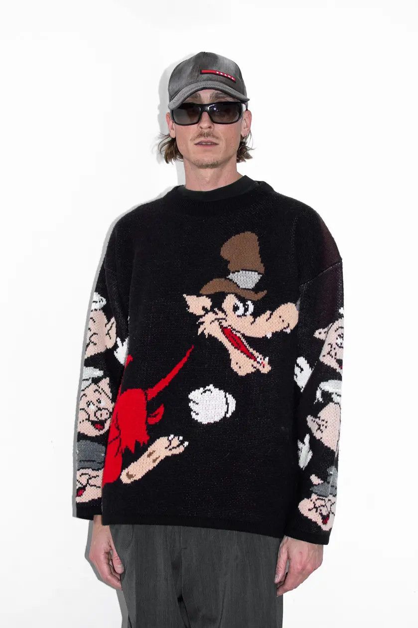 Designer × Disney × Vintage Rare 90s Collectible Disney Big Bad Wolf Chunky Sweater Size US L / EU 52-54 / 3 - 4 Thumbnail