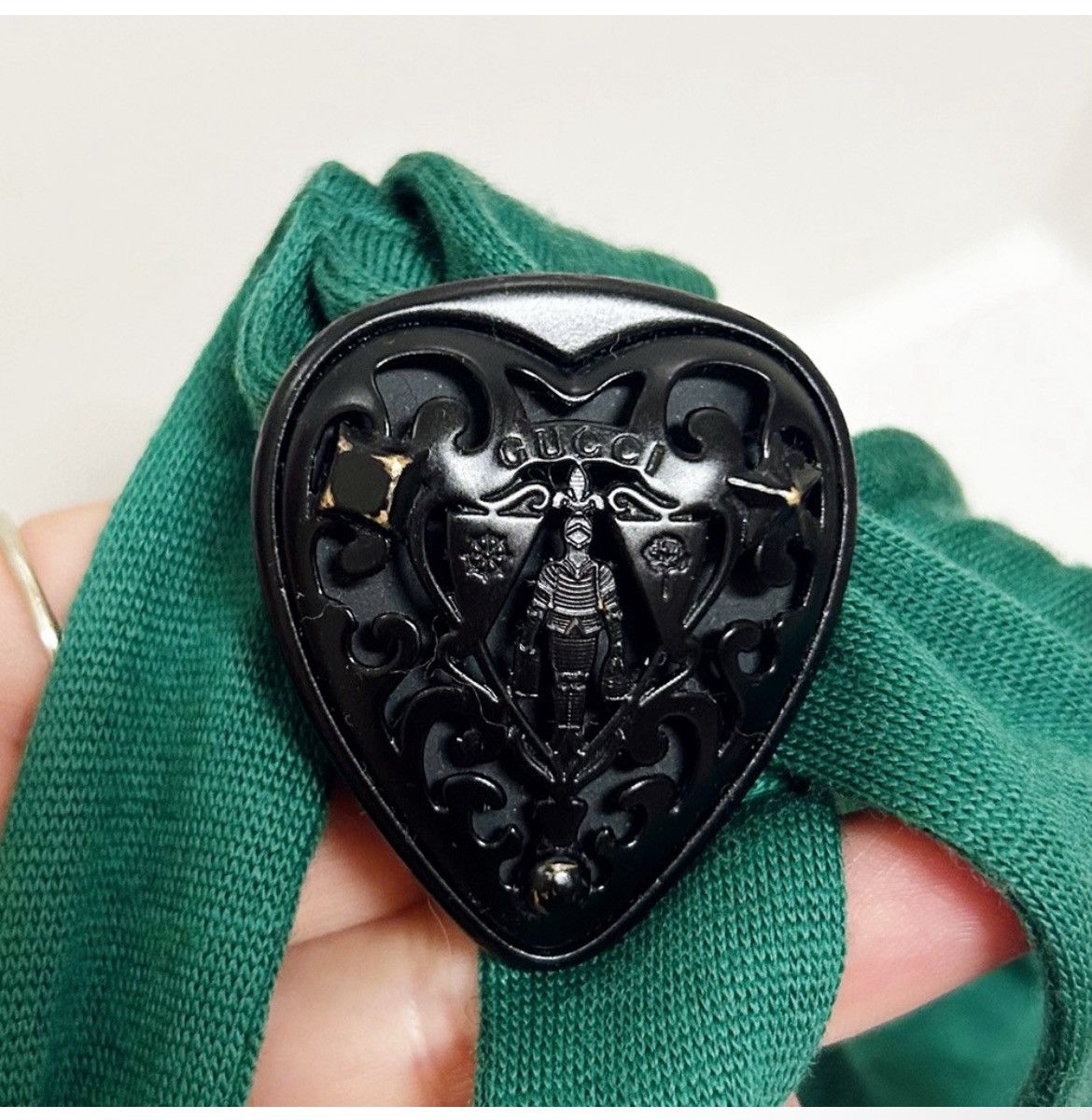 Gucci Authentic Gucci Rare Hysteria Black Heart & Teal Wool Belt Size ONE SIZE - 7 Thumbnail