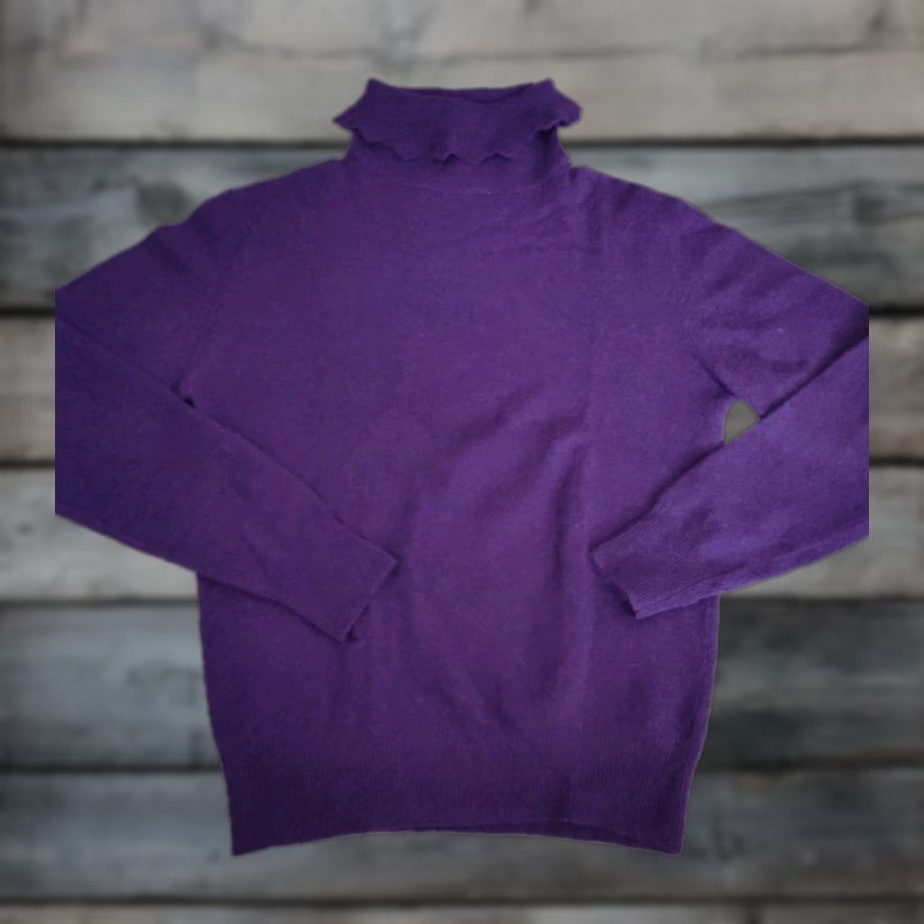 Vintage VINTAGE Personal Women's Sweater Pullover Long Sleeve Turtleneck Wool Blend 90s Purple Size Large Size L / US 10 / IT 46 - 1 Thumbnail