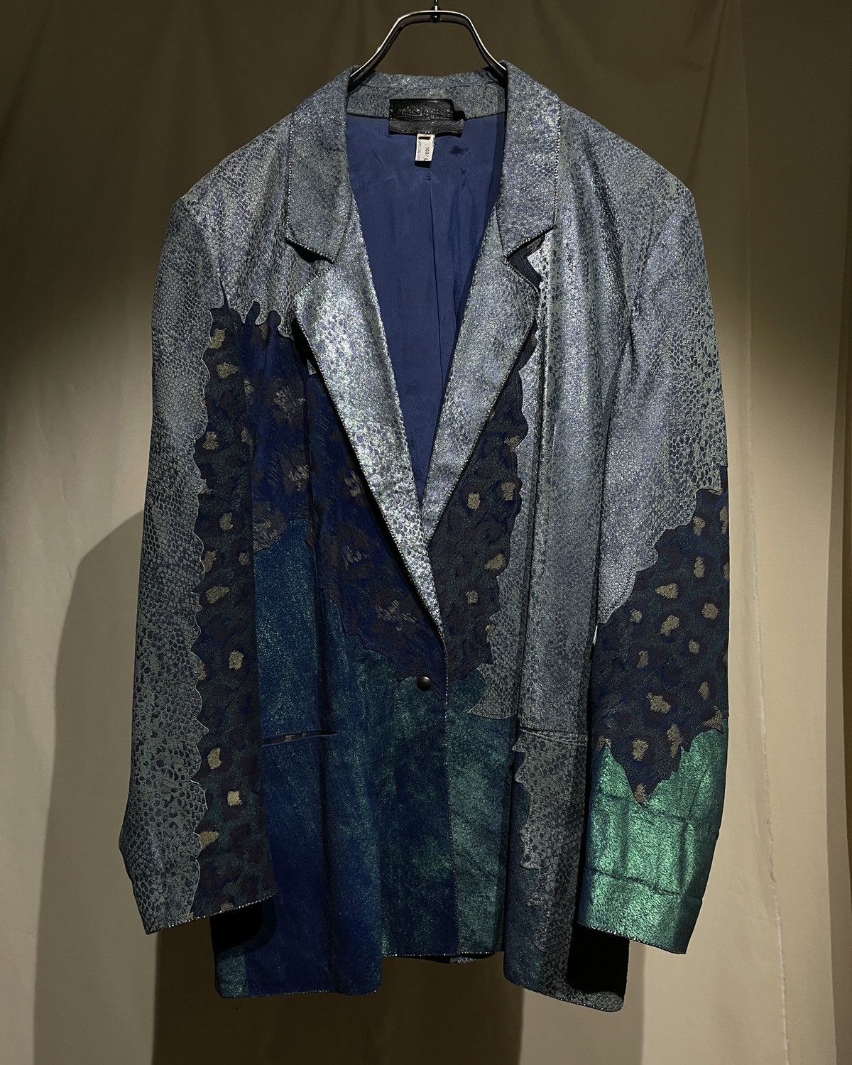 Roberto Cavalli 80-90s roberto cavalli -Handpainted Leather Patchwork Jacket Size US L / EU 52-54 / 3 - 1 Thumbnail