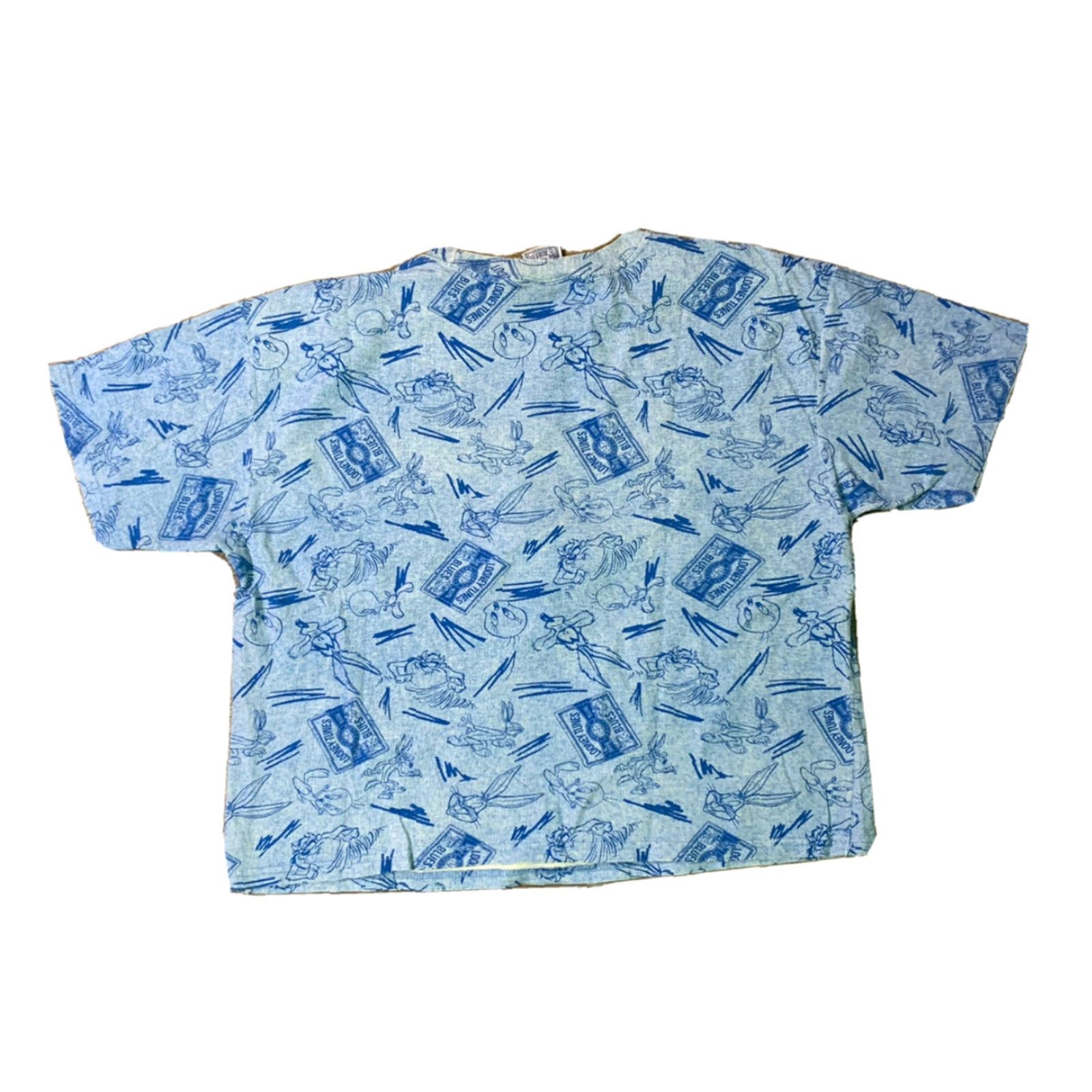 Vintage VINTAGE Looney Tunes 90s Blues All Over Print Cropped T Shirt Adult Large Blue Mens Size US L / EU 52-54 / 3 - 3 Thumbnail