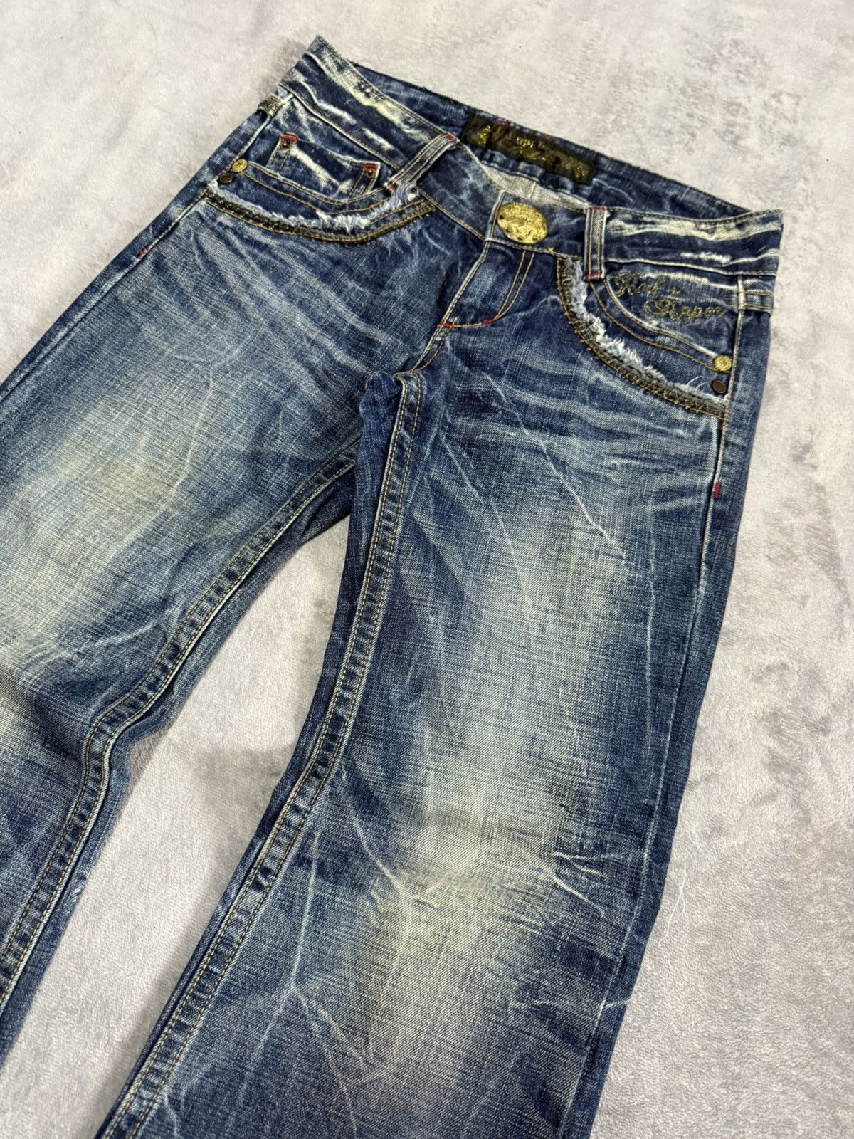 Japanese Brand × Vintage Red Pepper Japan Embellished Studded Shadow Wash Flare Jeans Size US 28 / EU 44 - 12 Thumbnail