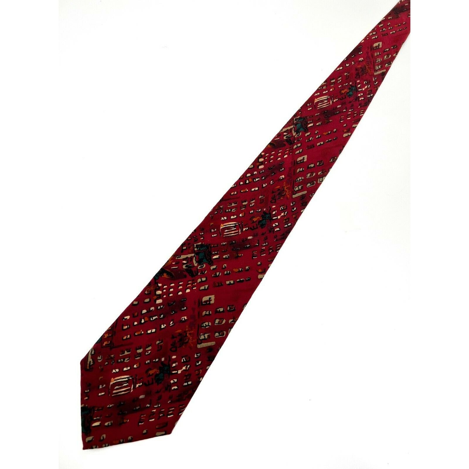 Other Jerry J Garcia Red Abstract 100% Silk Necktie Neck Tie Size ONE SIZE - 6 Thumbnail