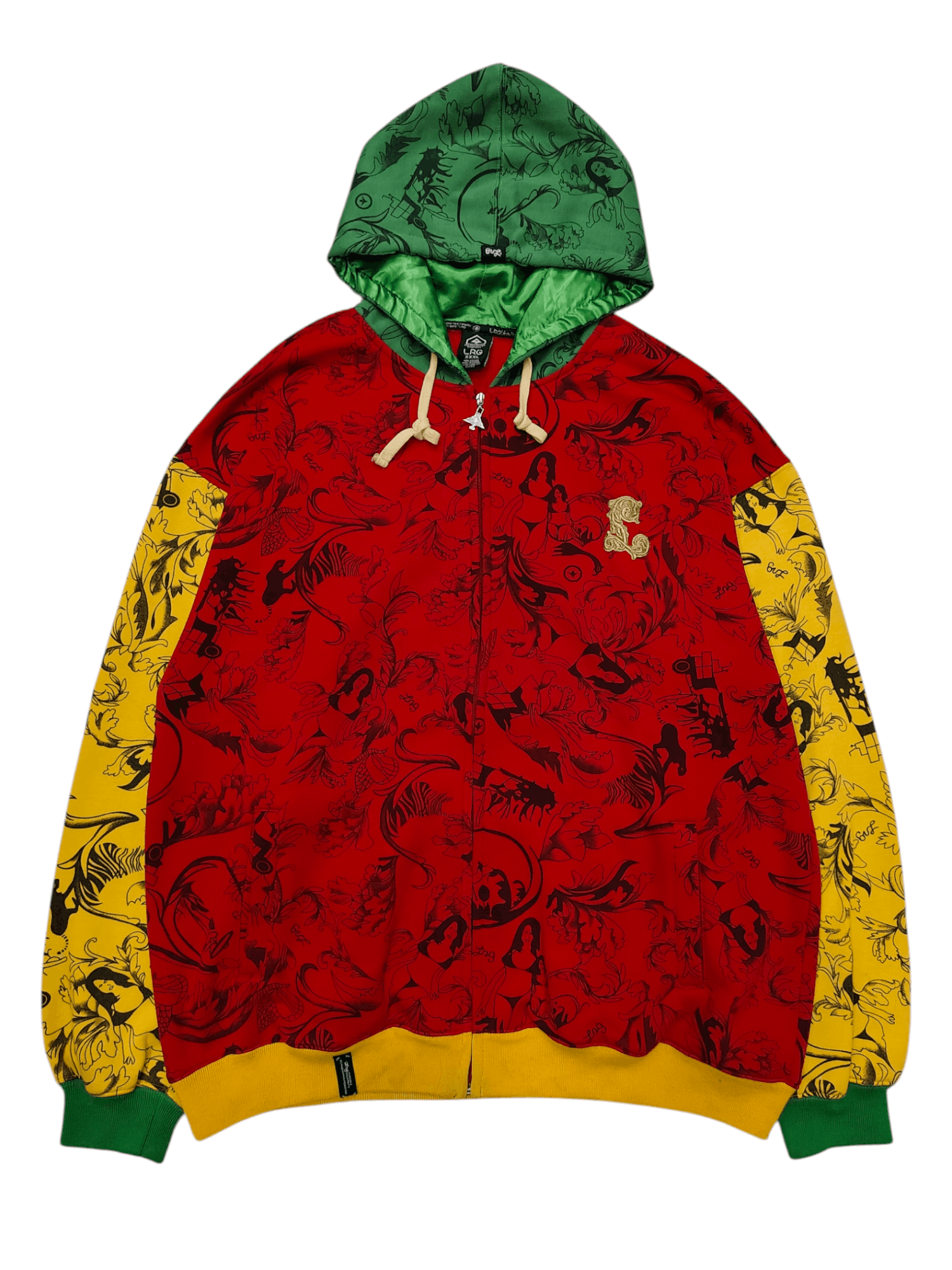 LRG 2000s LRG🔥Y2K Hiphop Rasta Colorway AOP Graphic ZipHoodie Size US XL / EU 56 / 4 - 1 Thumbnail