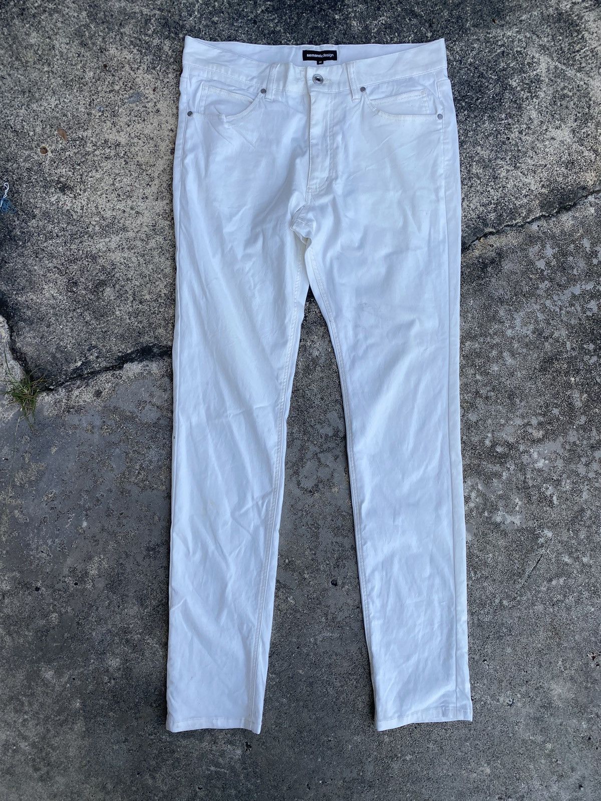If Six Was Nine × Vintage × semanticdesign Semantic Design White Denim Pants Size US 31 - 1 Thumbnail