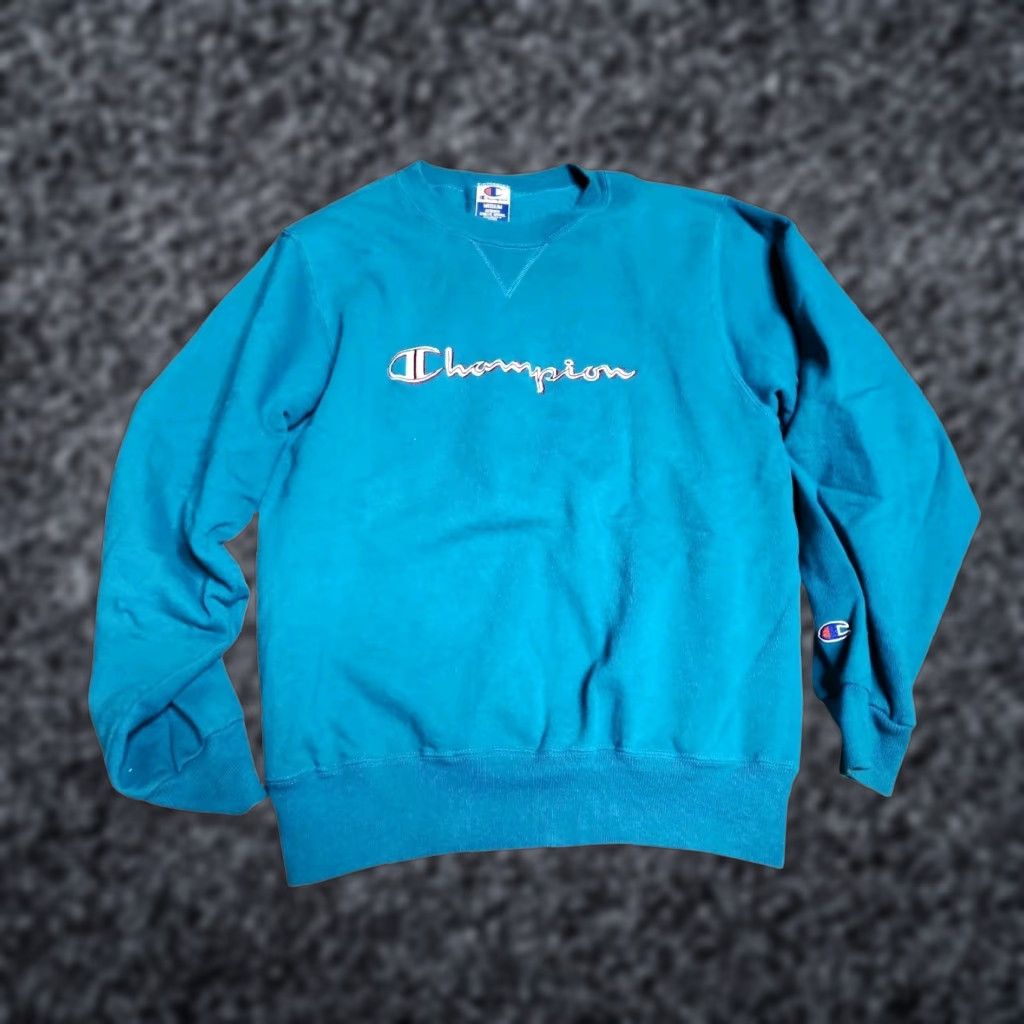 Champion VINTAGE Champion Pullover Sweatshirt Men M Blue Embroidered Casual 90s Classic Country/USA Size US M / EU 48-50 / 2 - 1 Thumbnail