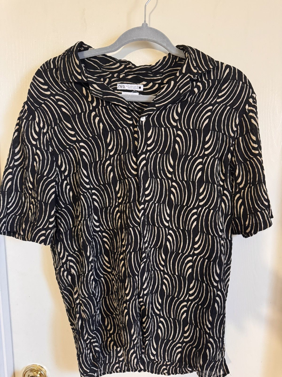 Zara Black/white Patterned Zara Short Sleeve Button Up Size US M / EU 48-50 / 2 - 2 Thumbnail