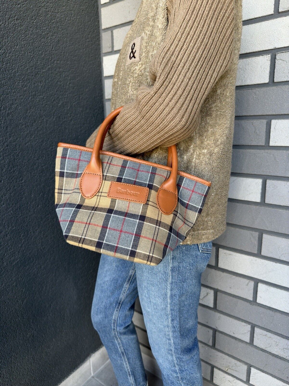 Barbour Barbour Tartan Plaid Hand Small Tote Bag Cotton Size ONE SIZE - 4 Thumbnail