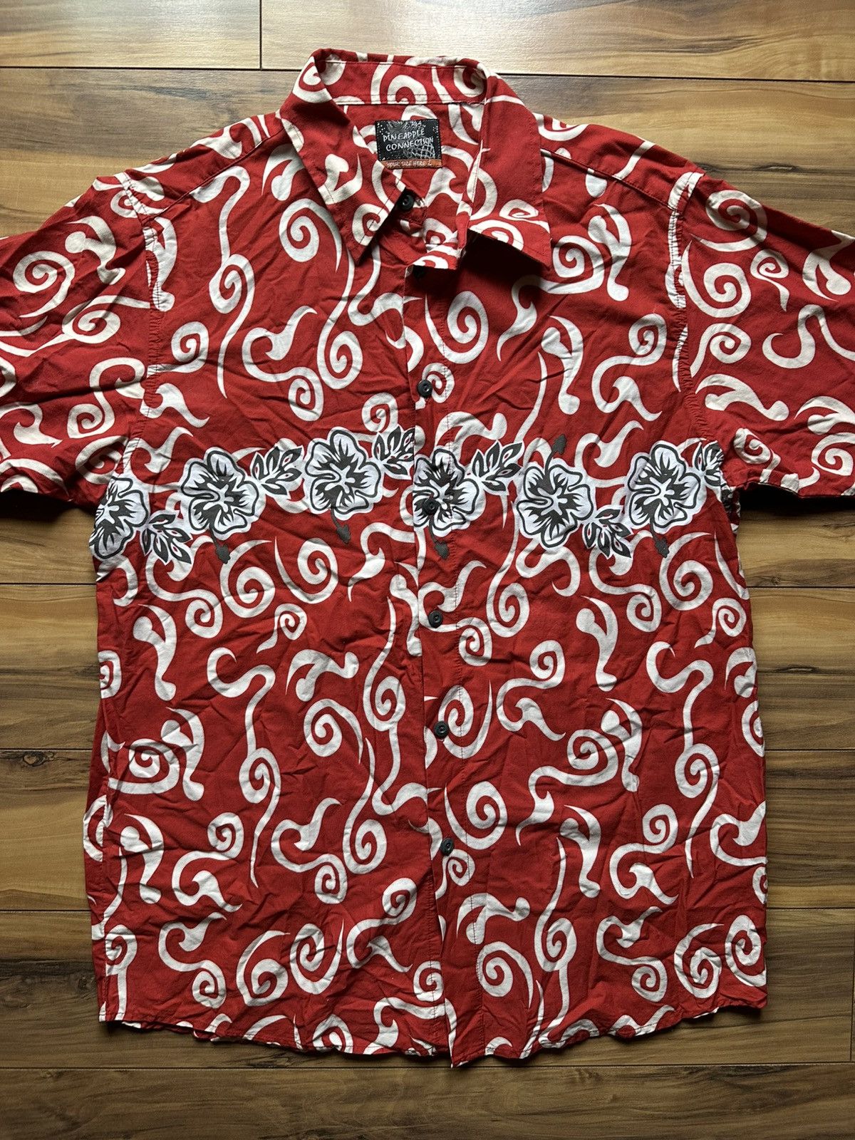 Vintage Hawaiian Red Floral Men's Shirt Size US L / EU 52-54 / 3 - 2 Thumbnail