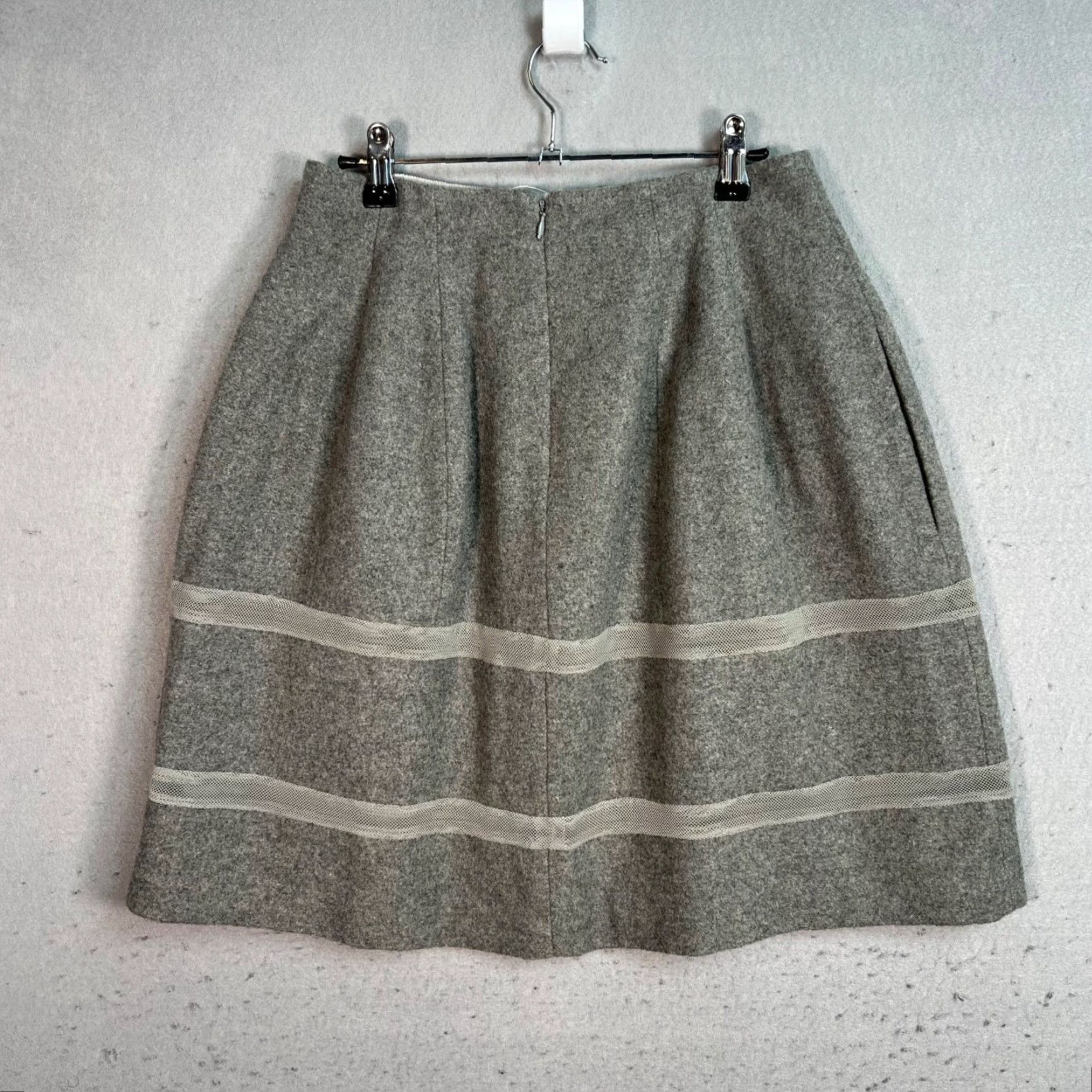Madewell Madewell Gray Wool Blend Skirt With Sheer Stripe Mini, Size 2, Lined, NEW, Womens Size 26" / US 2 / IT 38 - 2 Thumbnail
