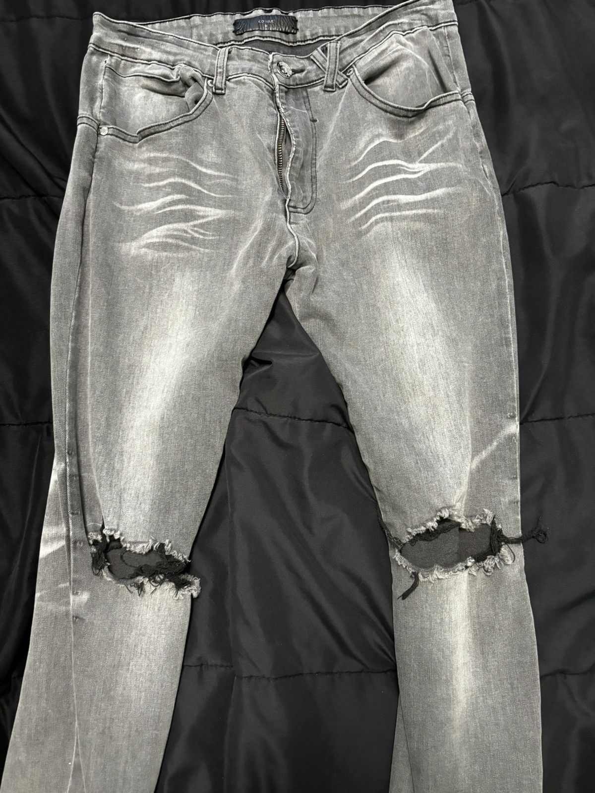 Kollar Clothing Grey Kollar jeans with knee rips Size US 34 / EU 50 - 2 Thumbnail