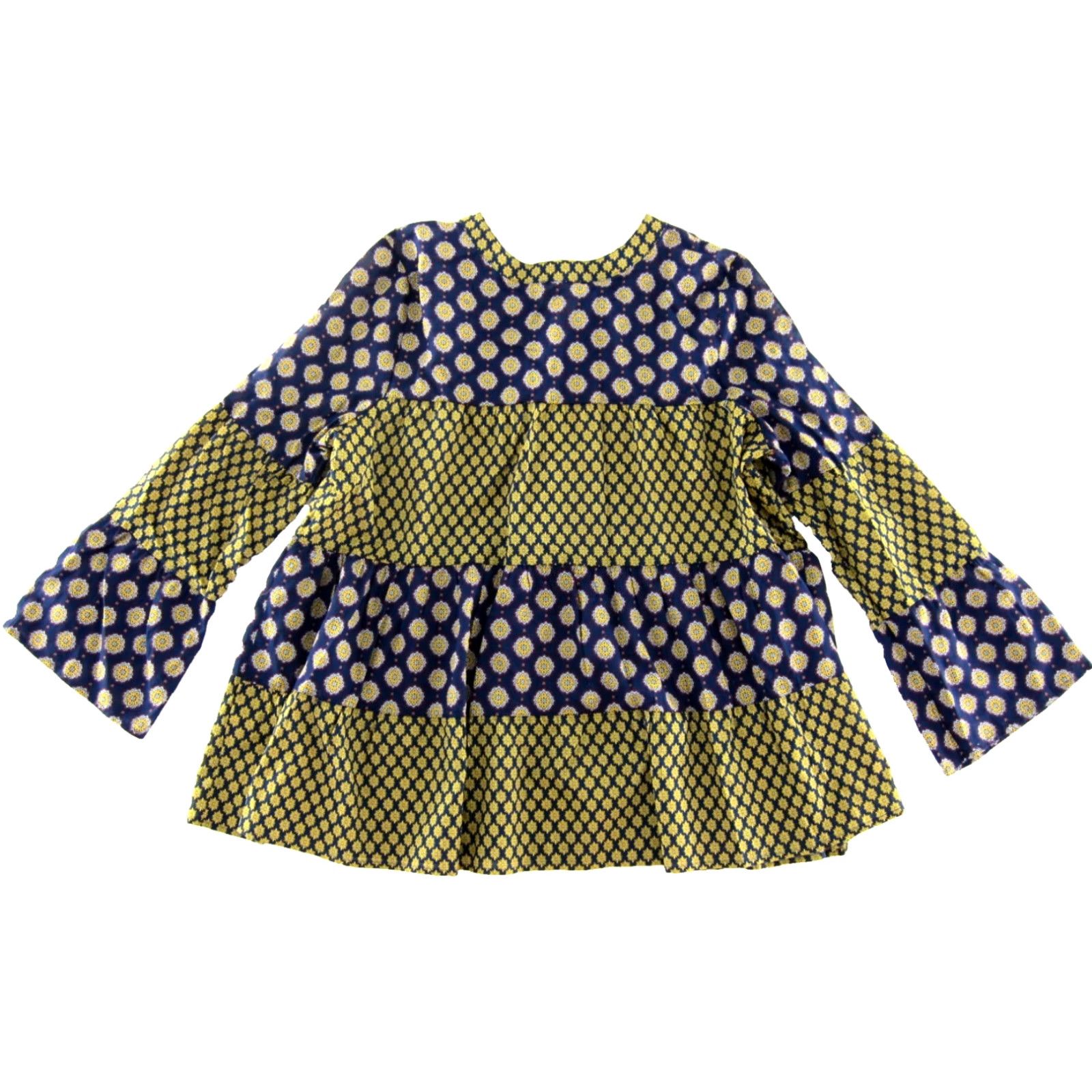 Vintage Earthbound Blouse 100% Cotton Floral Long Sleeve Peasant XXL Blue Yellow Red Size XXL / US 16-18 / IT 52-54 - 2 Thumbnail