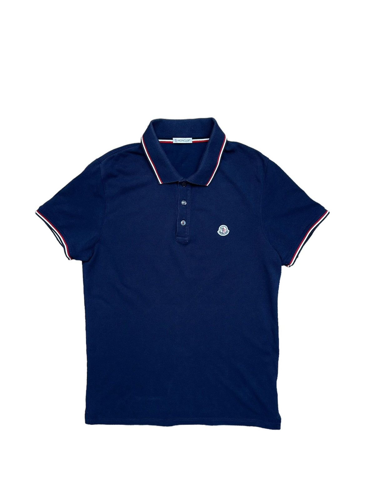 image of Moncler Maglia Polo Manica Corta Shirt Logo in Navy, Men's (Size Medium)