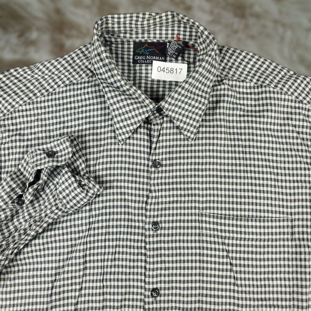 Vintage Greg Norman Shirt Men XL Gray Check Button-Up Long Sleeve Casual Button-Front Shirt - Cotton, Regular Fit Size US XL / EU 56 / 4 - 1 Thumbnail