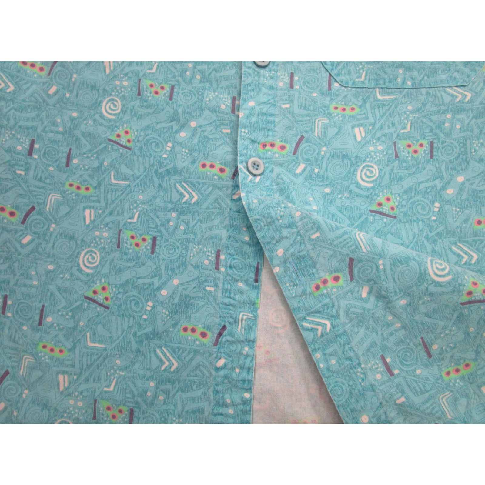 Rusty VINTAGE Rusty Shirt Men L Teal Button-Up 90s Geometric Surf Print Short Sleeve Pocketed Button-Front Size US L / EU 52-54 / 3 - 5 Thumbnail