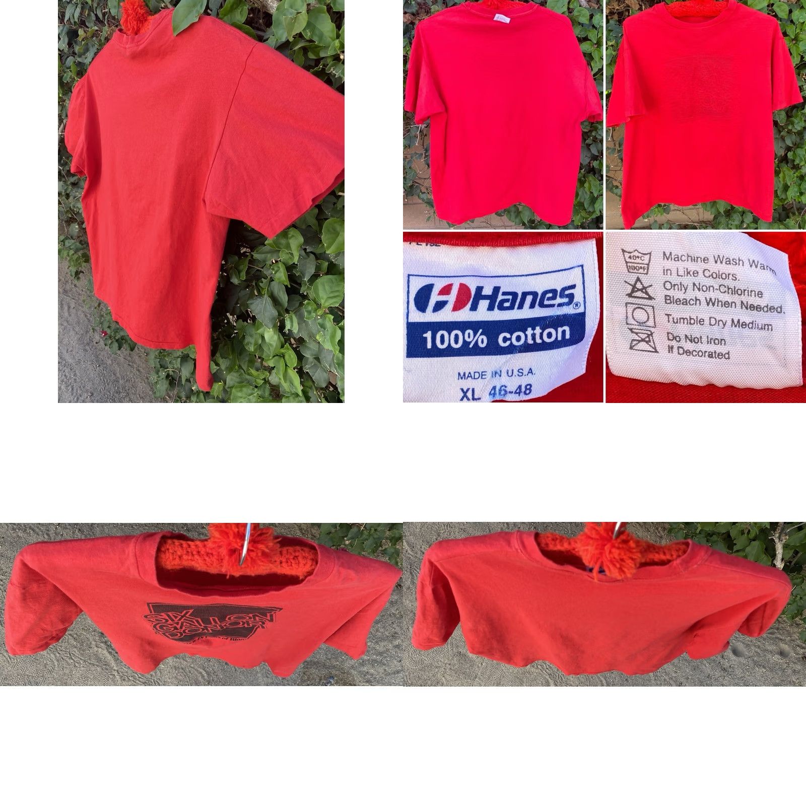 Hanes VINTAGE Hanes Six Gallon Donor T Shirt Red Graphic Print USA XL Blood Donation Crew Neck Short Sleeve Men Size US XL / EU 56 / 4 - 8 Thumbnail