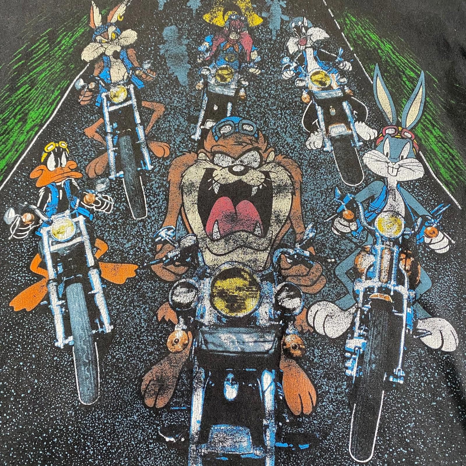 Other Vintage 1993 Looney Tunes Motorcycle Double-Sided T-Shirt Size US M / EU 48-50 / 2 - 2 Thumbnail