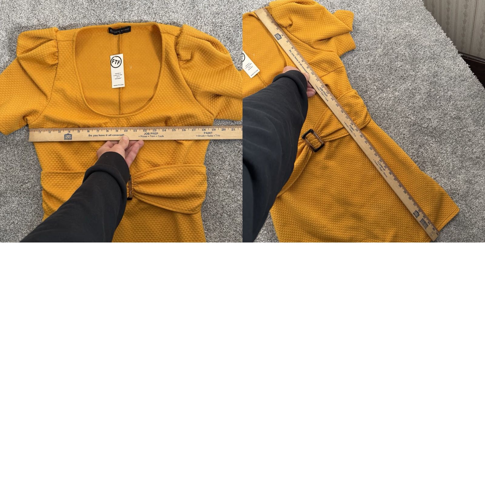 Vintage Fashion To Figure FTF Dress US 12 Twee Mod Puff Sleeves Tailored Golden Yellow Size XL / US 12-14 / IT 48-50 - 8 Thumbnail