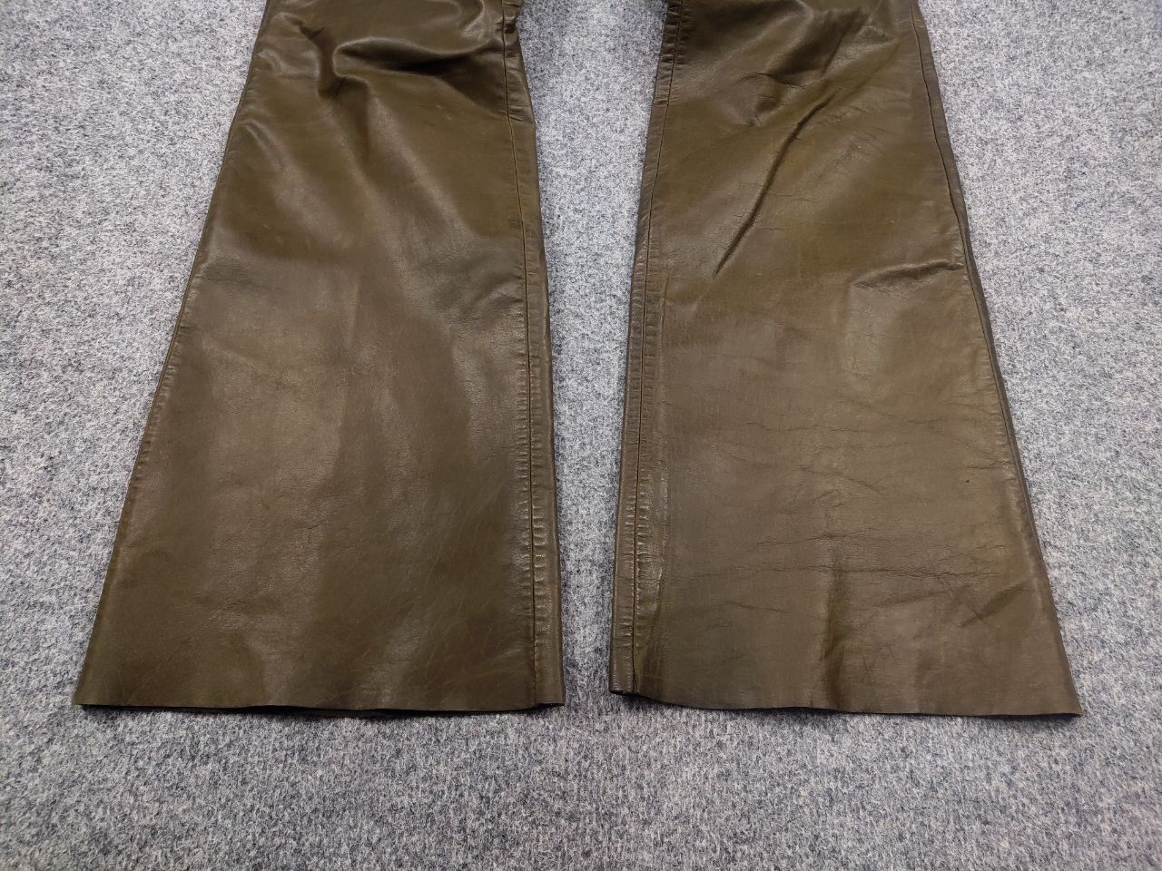 If Six Was Nine Leonardo Vintage Dark Green Faded Leather Flared Pants Y2K Size 36" / US 14 / IT 50 - 9 Thumbnail