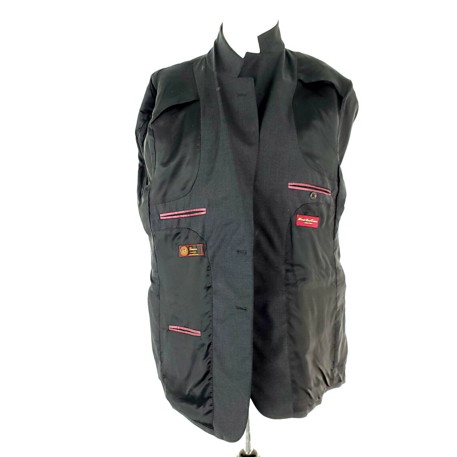 Pronto Uomo Pronto Uomo Super 120s Wool 2 Button Blazer 44L Gray Italy S Size 44L - 11 Thumbnail