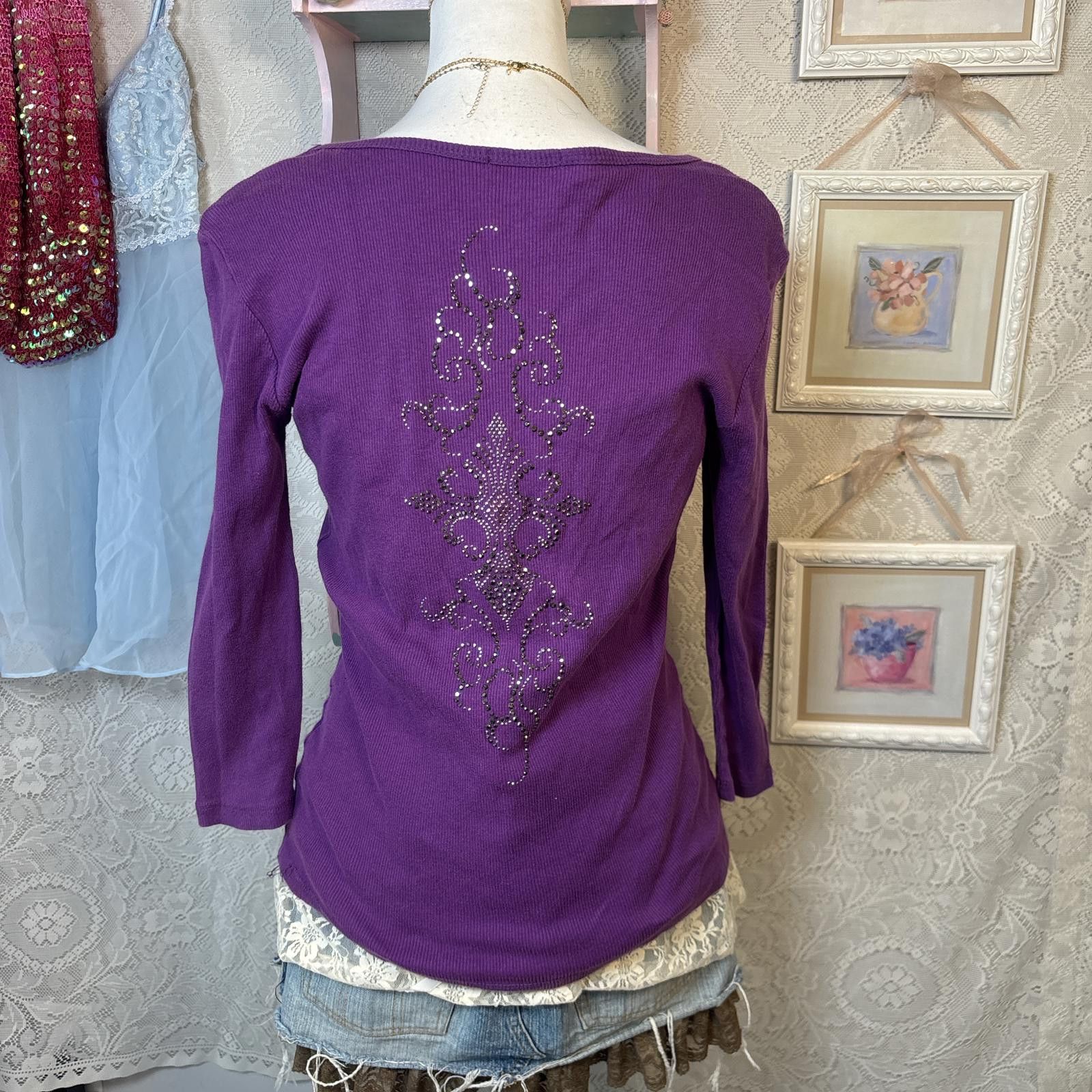 Realtree y2k purple rhinestone grunge long sleeve Size L / US 10 / IT 46 - 4 Thumbnail