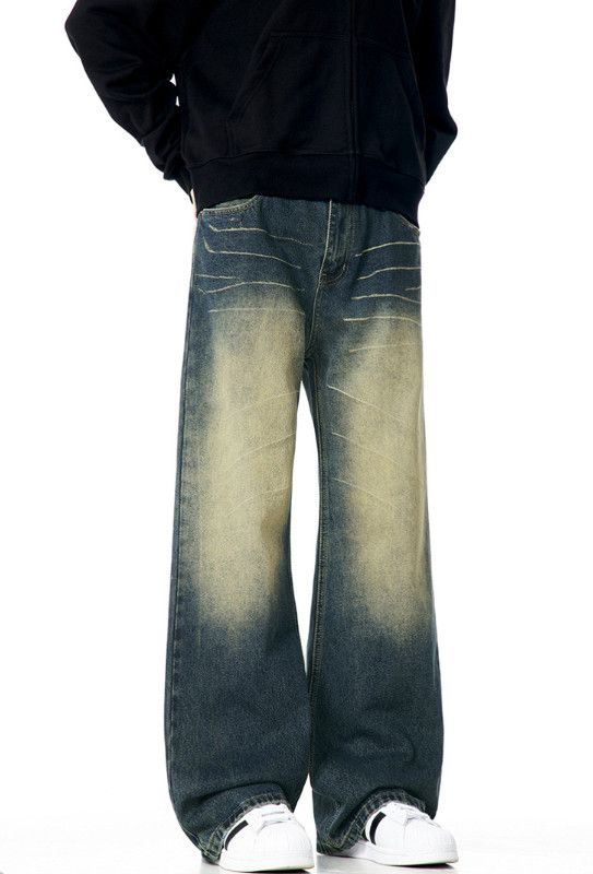 Vintage American washed men's vintage distressed loose casual jeans Size US 32 / EU 48 - 2 Thumbnail
