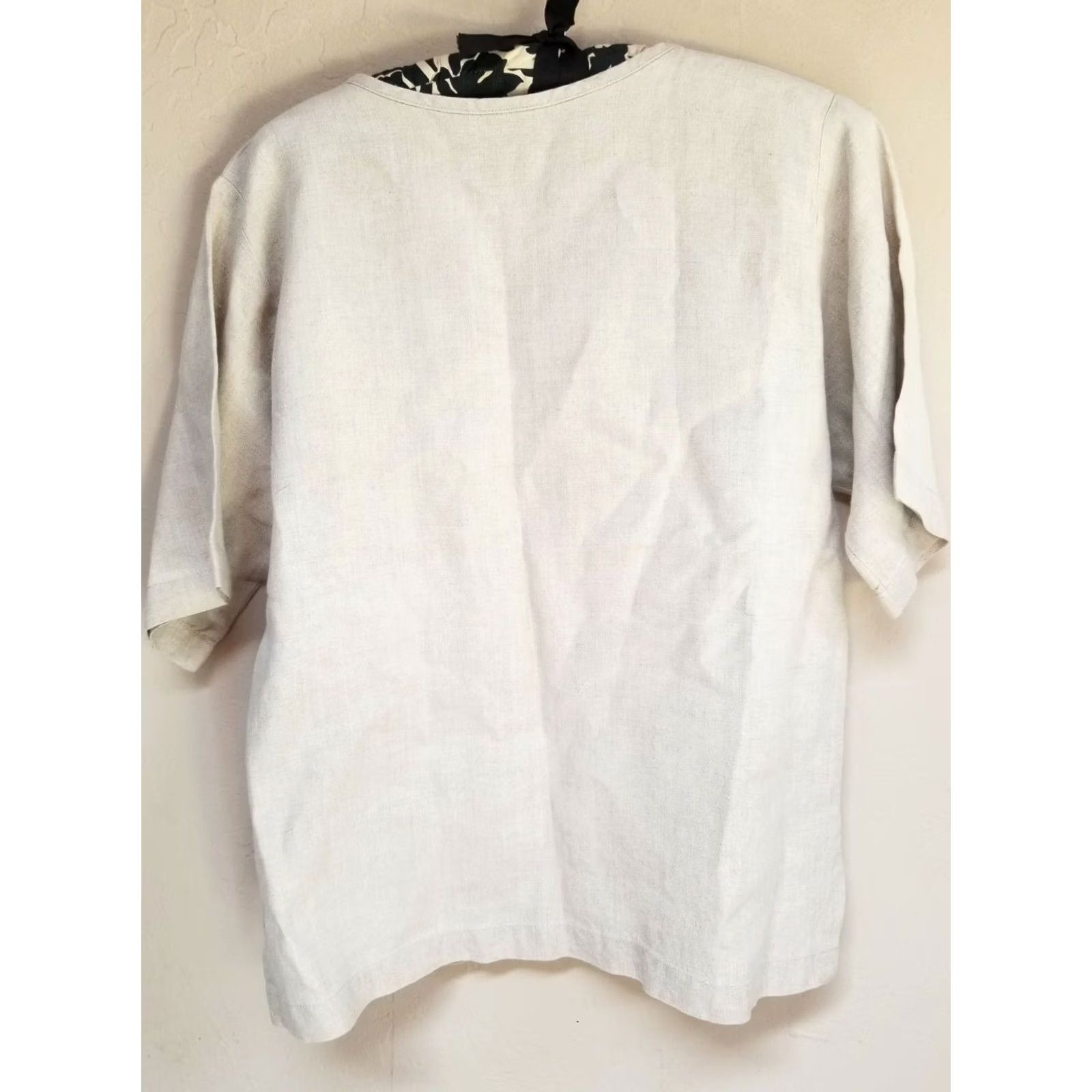Vintage Carol Turner Collection Linens Womens Scoop Neck Short Sleeve Top Beige Sz Small Size S / US 4 / IT 40 - 2 Thumbnail