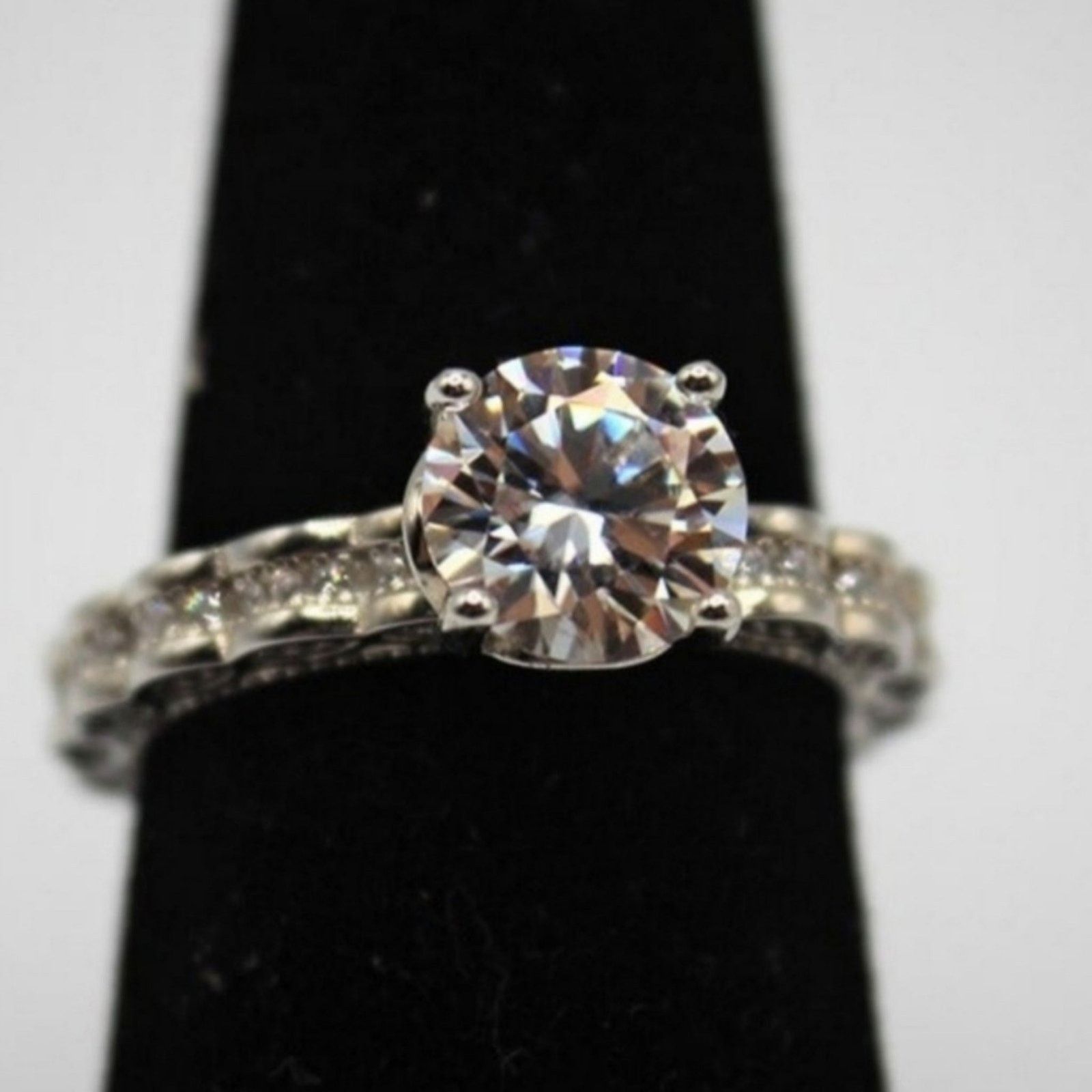 Other 2 Ct Moissanite Ring Rhodium Plated 925 Sterling Silver 6 Size ONE SIZE - 5 Thumbnail