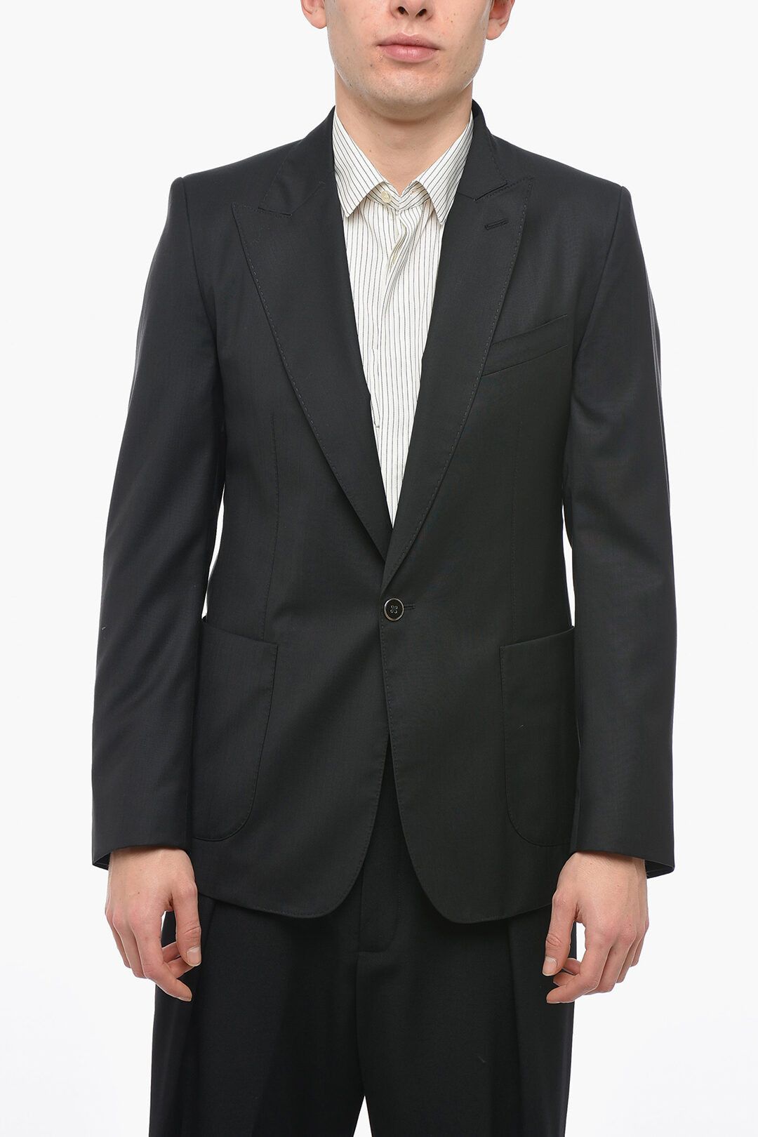 image of Dolce Gabbana Og1Mm0424 Silk Blend Slim Fit Blazer In Black, Men's (Size Large)